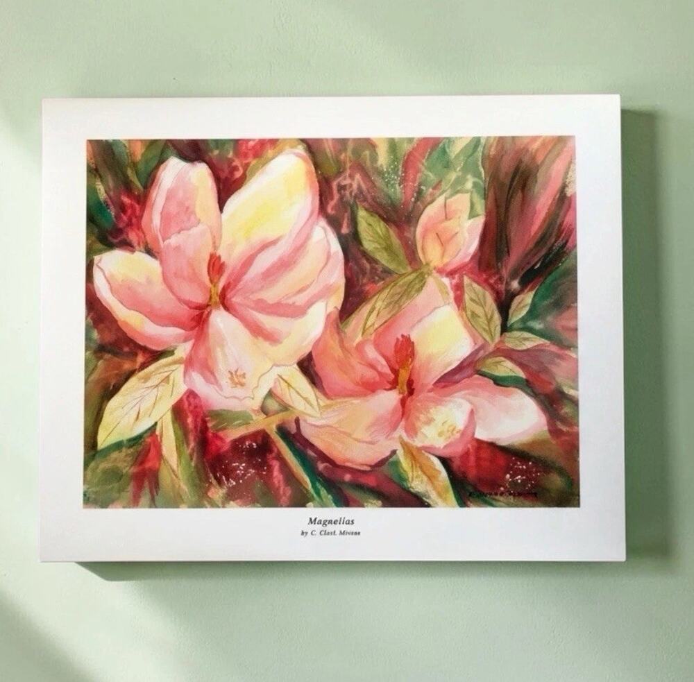 C Clark Minton Magnolias Floral Art Print Pink Flowers Botanical Wall Art